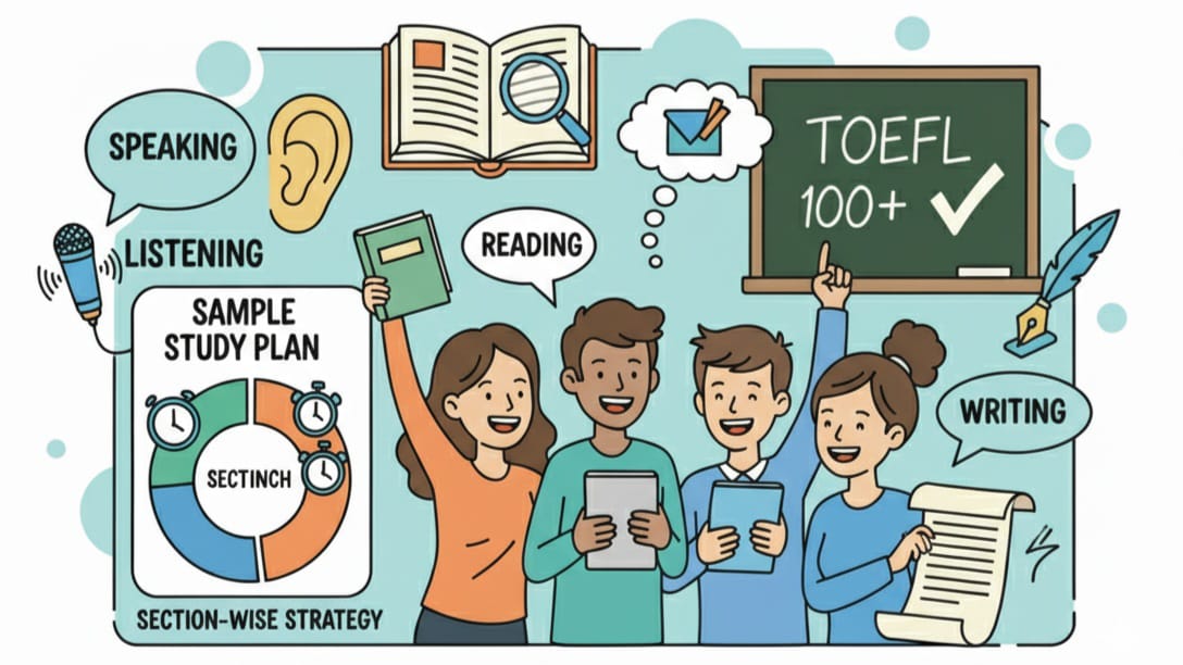 How to Score 100+ in TOEFL: Section-wise Strategy & Sample Study Plan